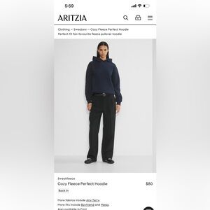 Aritzia Perfect Fit Hoodie - Admiral (navy) Sz L